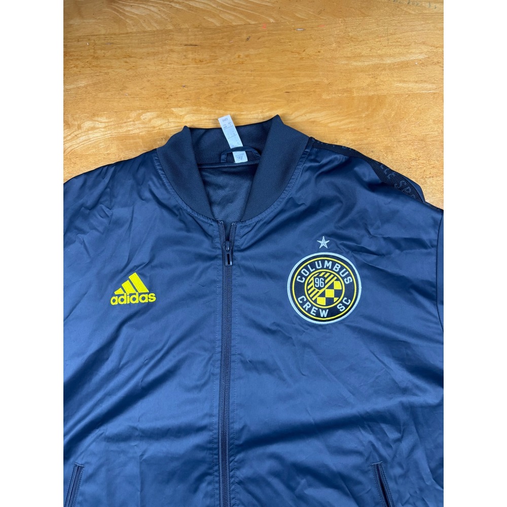 Adidas Columbus Crew SC MLS Soccer Jacket Navy Blue Mens Large Full Zip Bomber